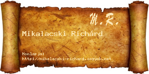 Mikalacski Richárd névjegykártya
